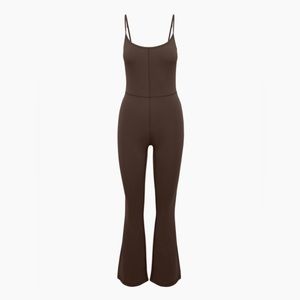 Aritzia Wilfred Free Mocha Brown Divinity Kick Flare Jumpsuit